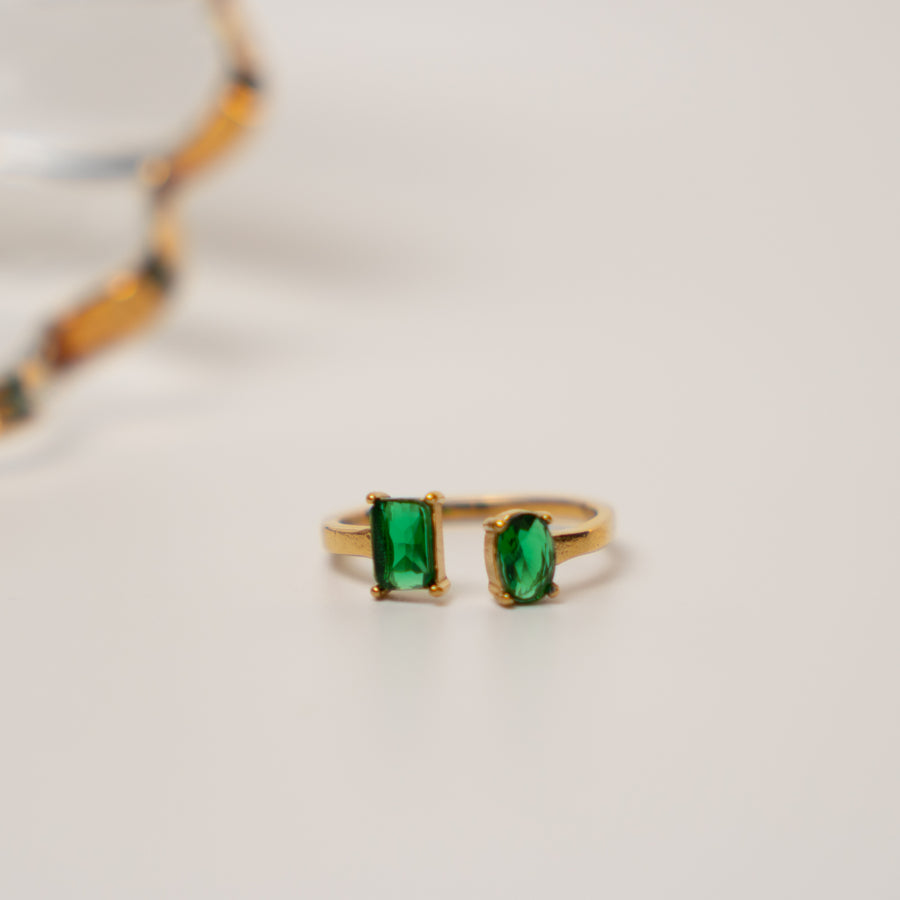 Emerelle green gyűrű - 18K aranyozott, hipoallergén, vízálló nemesacél