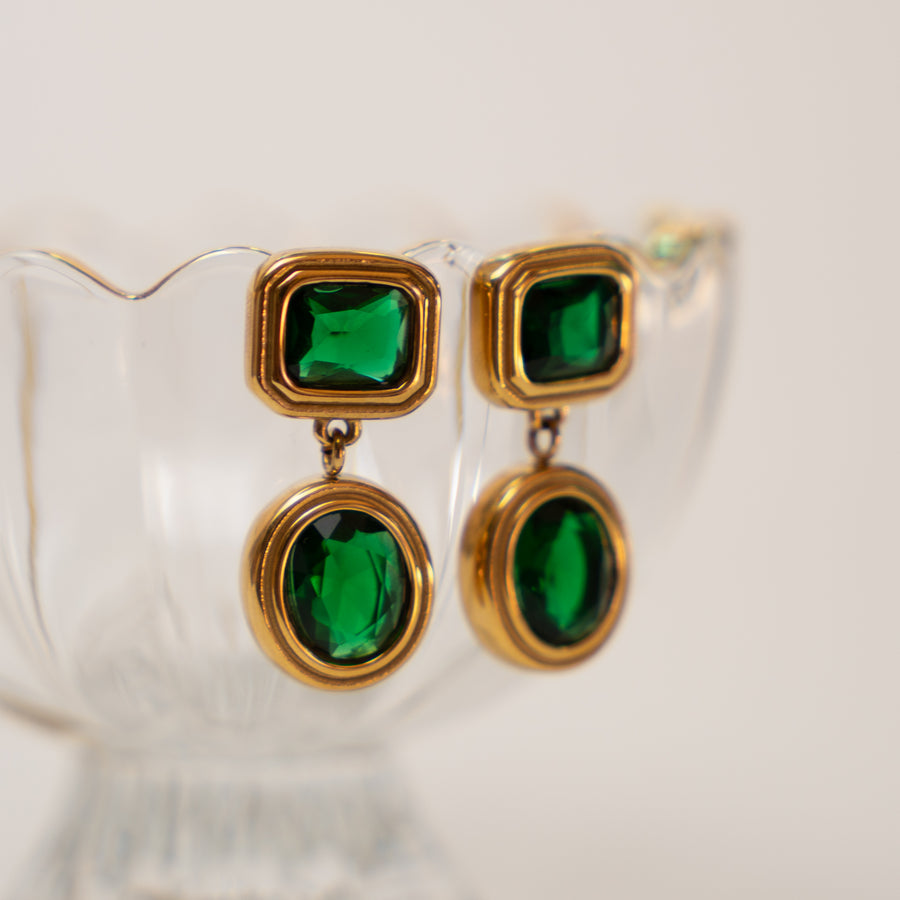 Celestine green fülbevaló - 18K aranyozott, hipoallergén, vízálló nemesacél