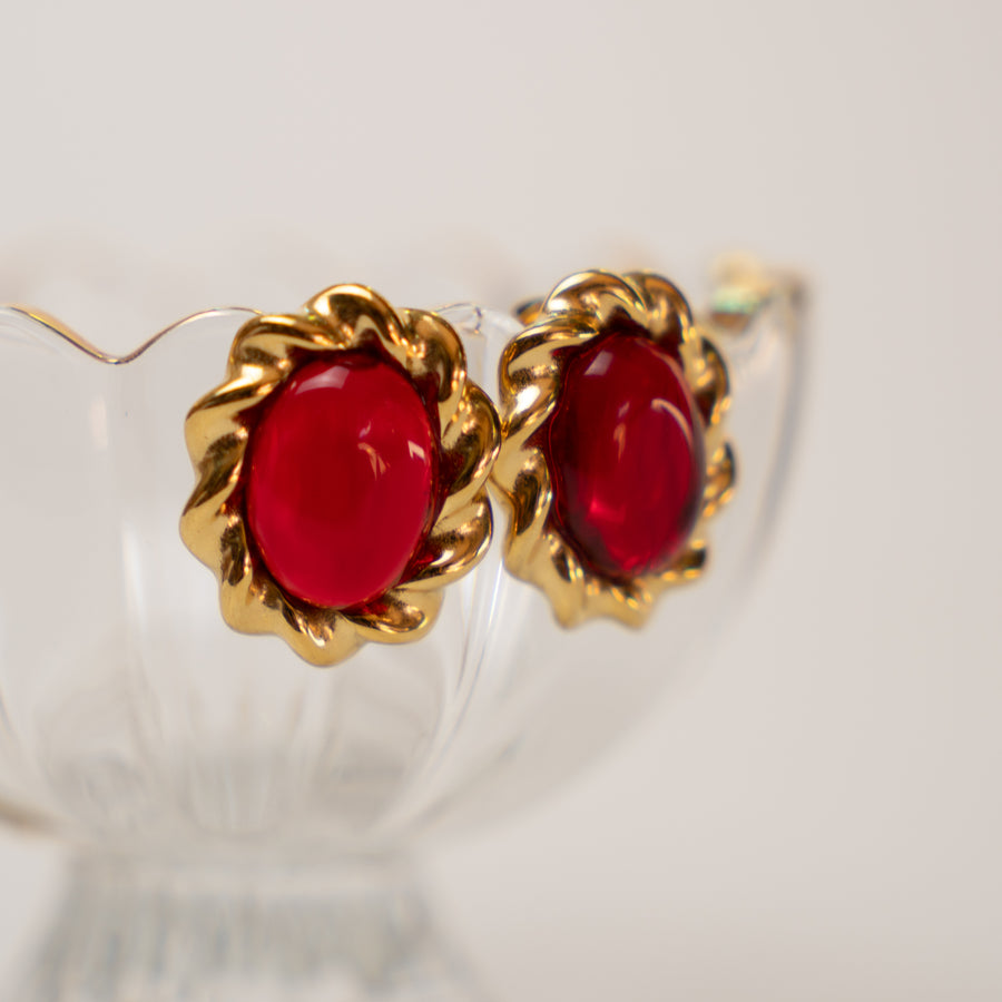 Noirelle Rouge fülbevaló - 18K aranyozott, hipoallergén, vízálló nemesacél