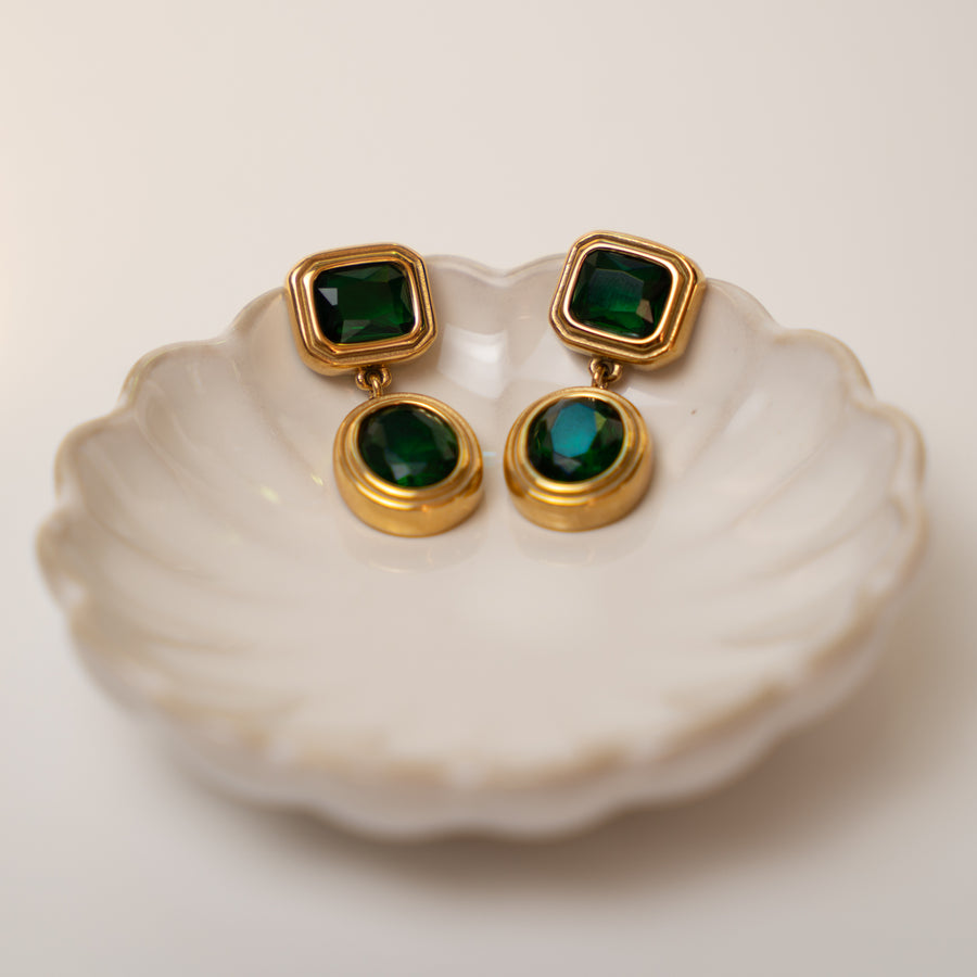 Celestine green fülbevaló - 18K aranyozott, hipoallergén, vízálló nemesacél