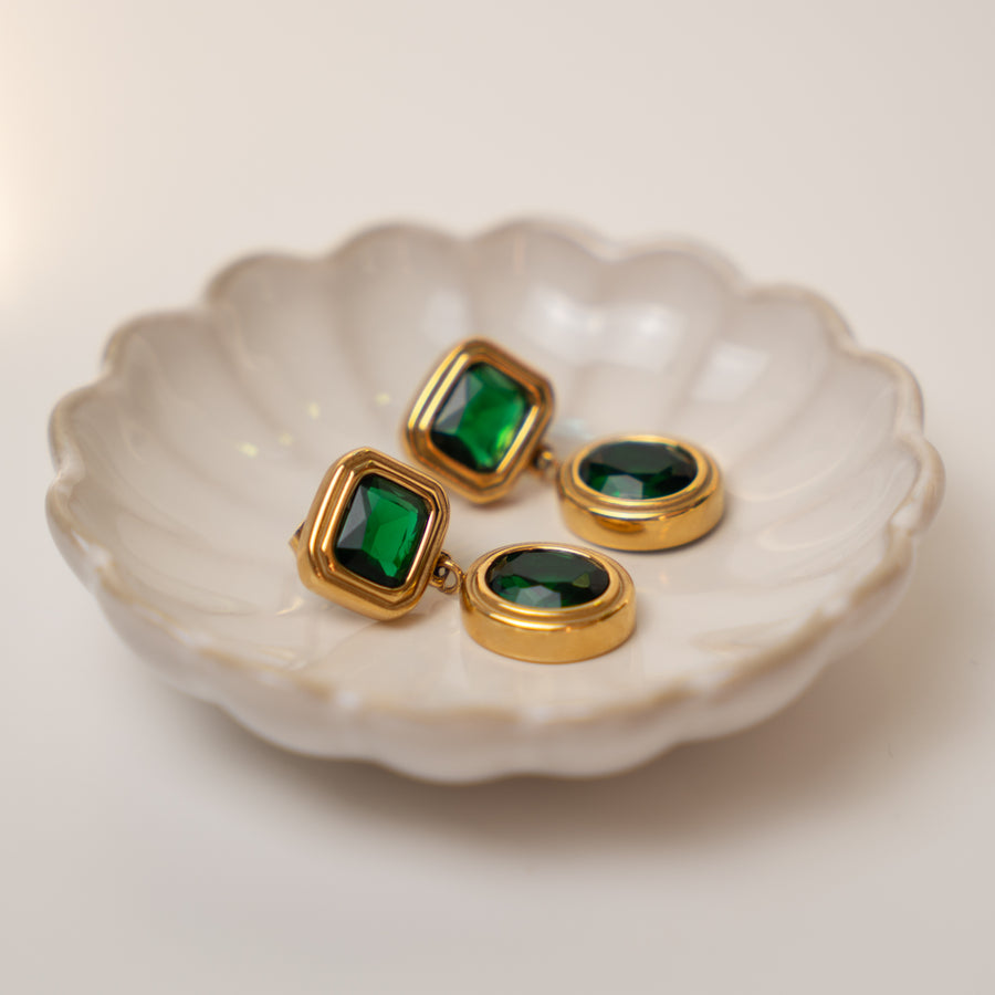 Celestine green fülbevaló - 18K aranyozott, hipoallergén, vízálló nemesacél