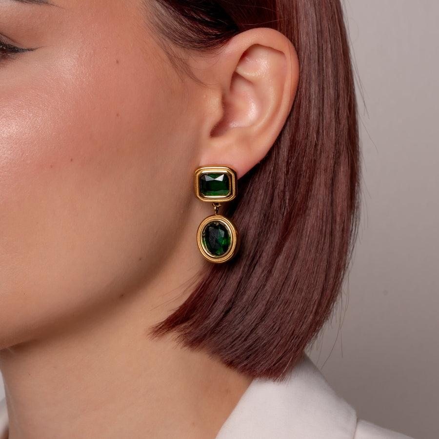 Celestine green fülbevaló - 18K aranyozott, hipoallergén, vízálló nemesacél